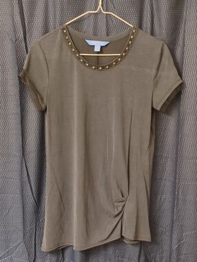 Simply Vera Vera Wang Navy Embellished Short-Sleeve Knit Top